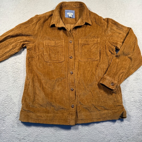 L.L.Bean Comfort Corduroy Relaxed Fit Shirt Jacket Shacket Women's M Brown - Picture 1 of 6